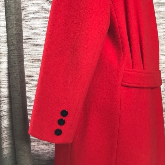 PROJECTIONS LTD WOOL RED TRENCHCOAT LARGE - Picture 8 of 11